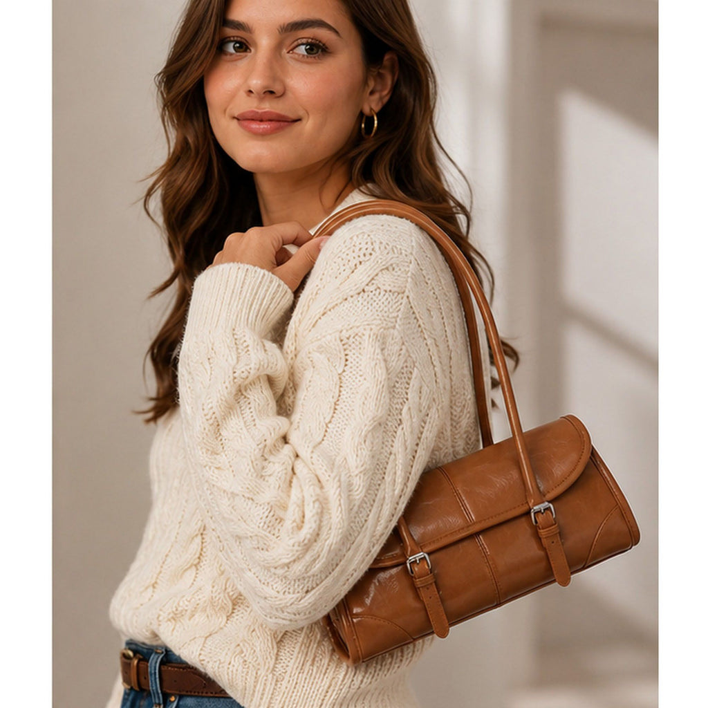 Vintage Oil-Wax Finish East-West Shoulder Bag