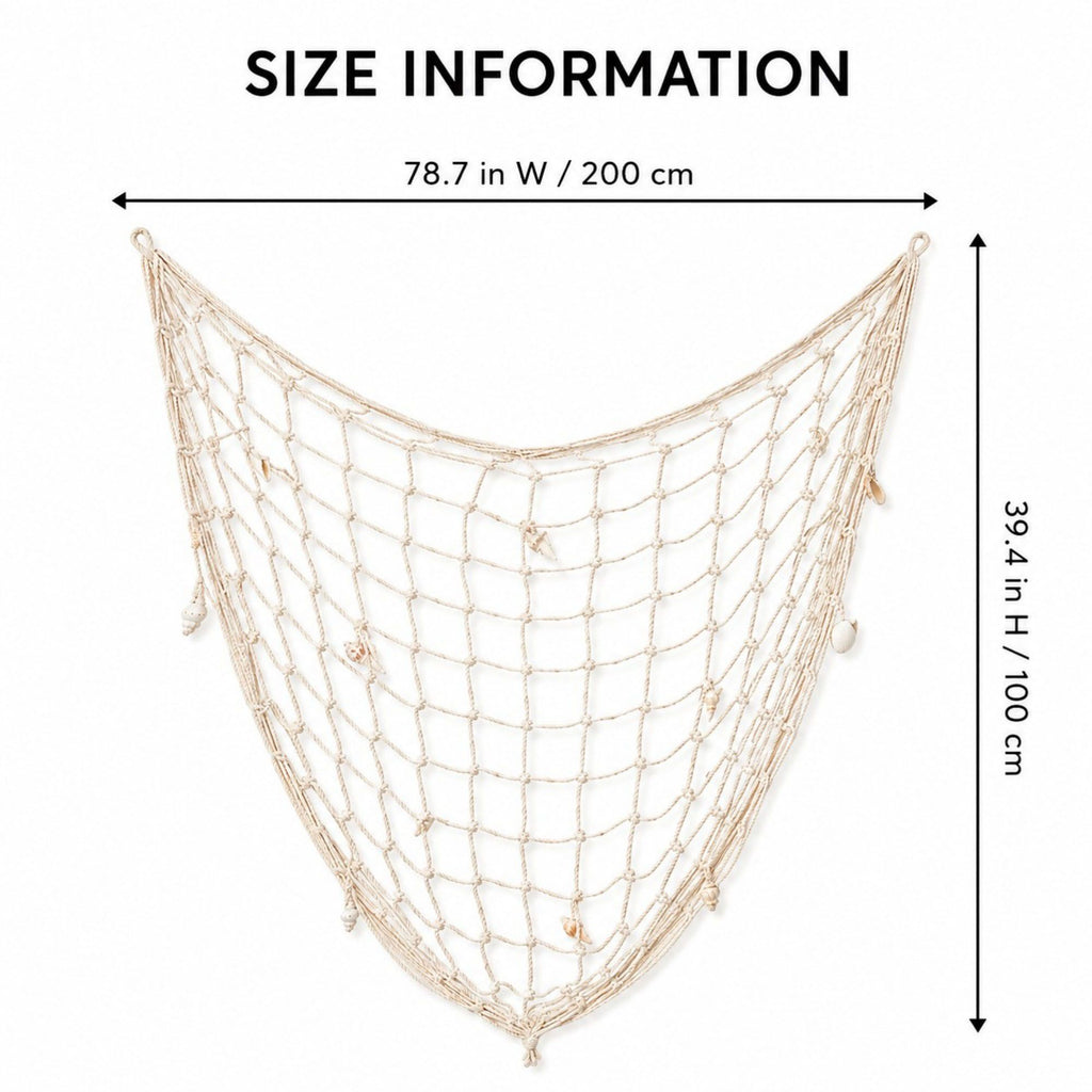 Decorative Fishing Net Wall Hanging Nautical Coastal Photo Display Decor