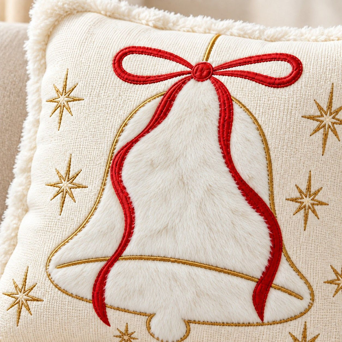 Christmas Embroidered Plush Throw Pillow Cover 18 x 18 Inch 1 Pack