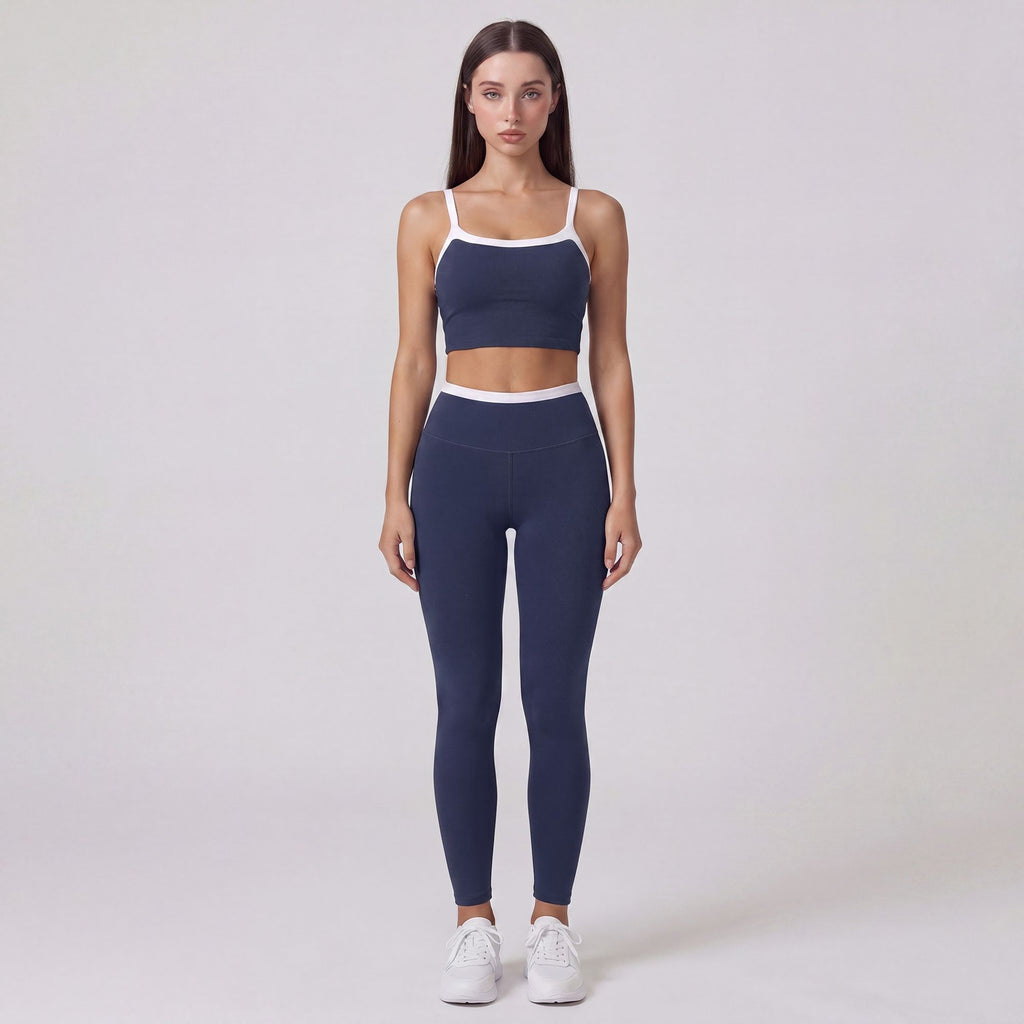 High Waist Contrast Waistband Full Length Active Leggings for Workouts and Everyday Wear