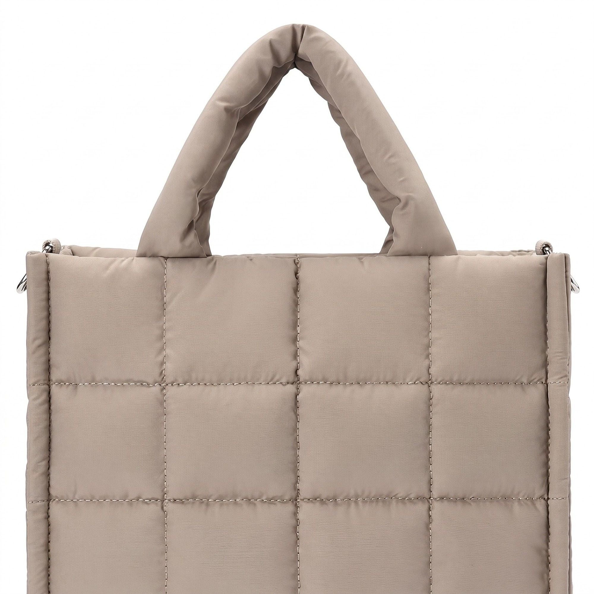 Quilted Puffer Tote Bag with Top Handles and Adjustable Crossbody Strap 11x10x5.5in