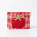 Tomato Applique Gingham Zippered Cosmetic Bag