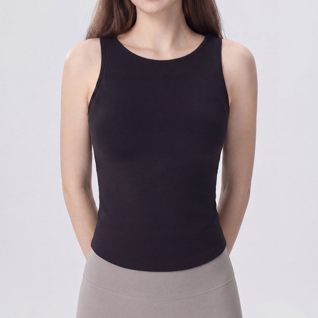 Sleeveless High Neck Cropped Yoga Tank Fitted Workout Activewear Top