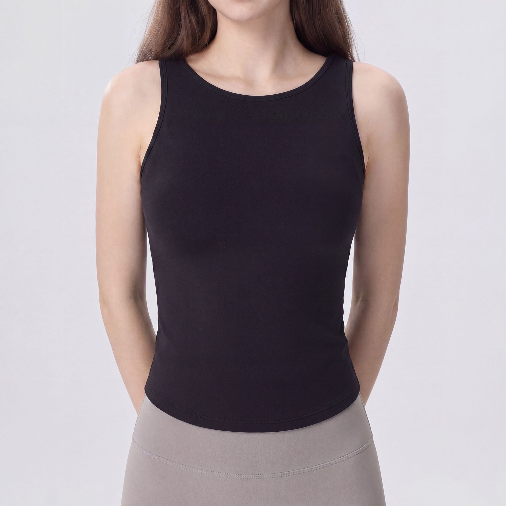 Sleeveless High Neck Cropped Yoga Tank Fitted Workout Activewear Top