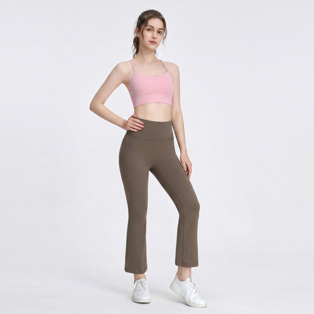High Waist Flare Yoga Pants with Wide Waistband Smooth Stretch Pull On Workout Lounge Pants
