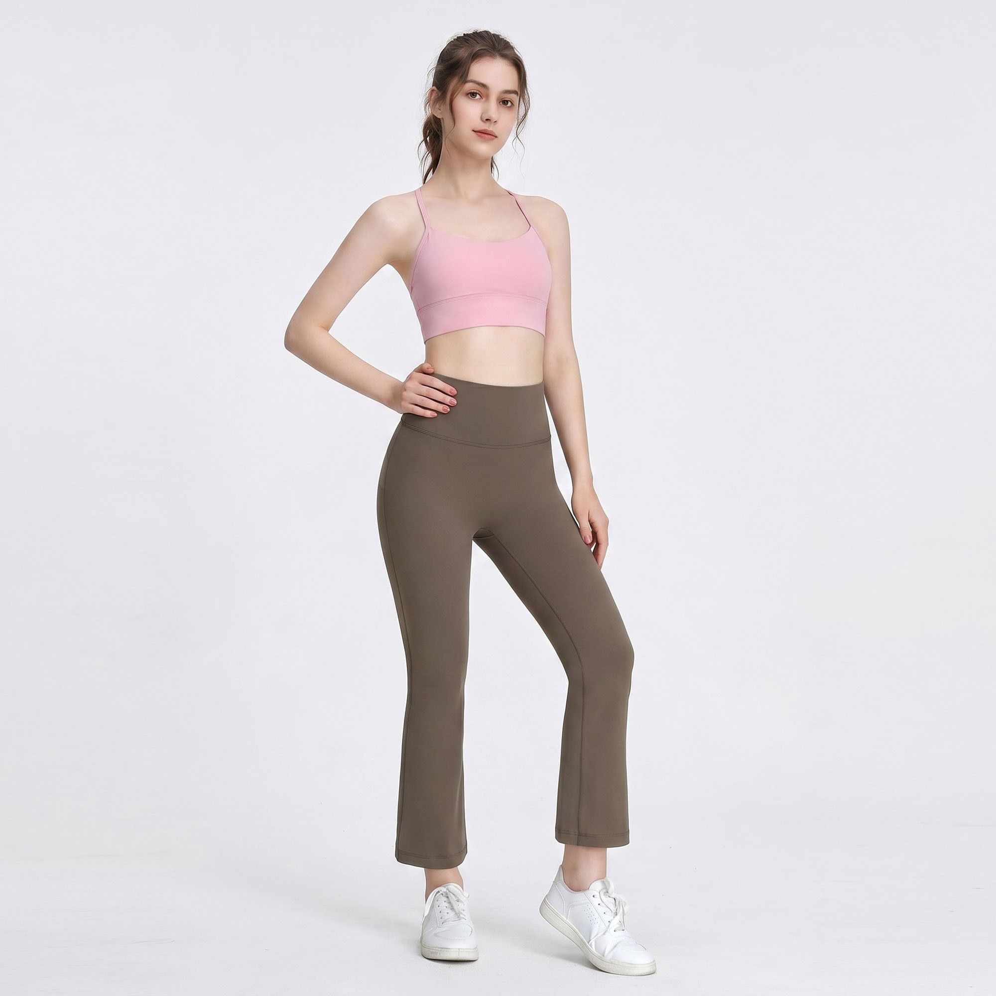 High Waist Flare Yoga Pants with Wide Waistband Smooth Stretch Pull On Workout Lounge Pants