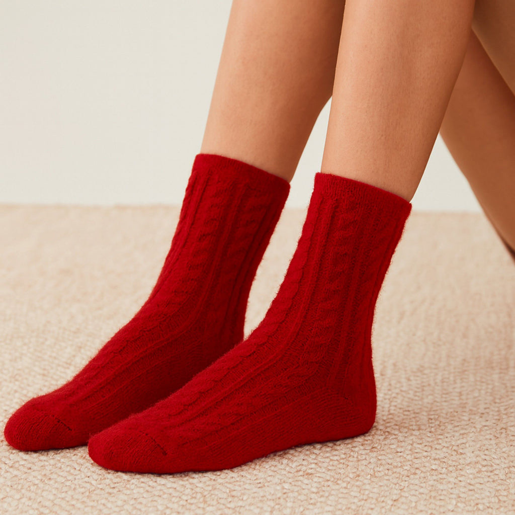 Anna-Kaci Women's 3-Pair Plush Cable Knit Socks Set with Soft Cozy Texture, Stretchy Knit Fit, and Warm Ribbed Detailing