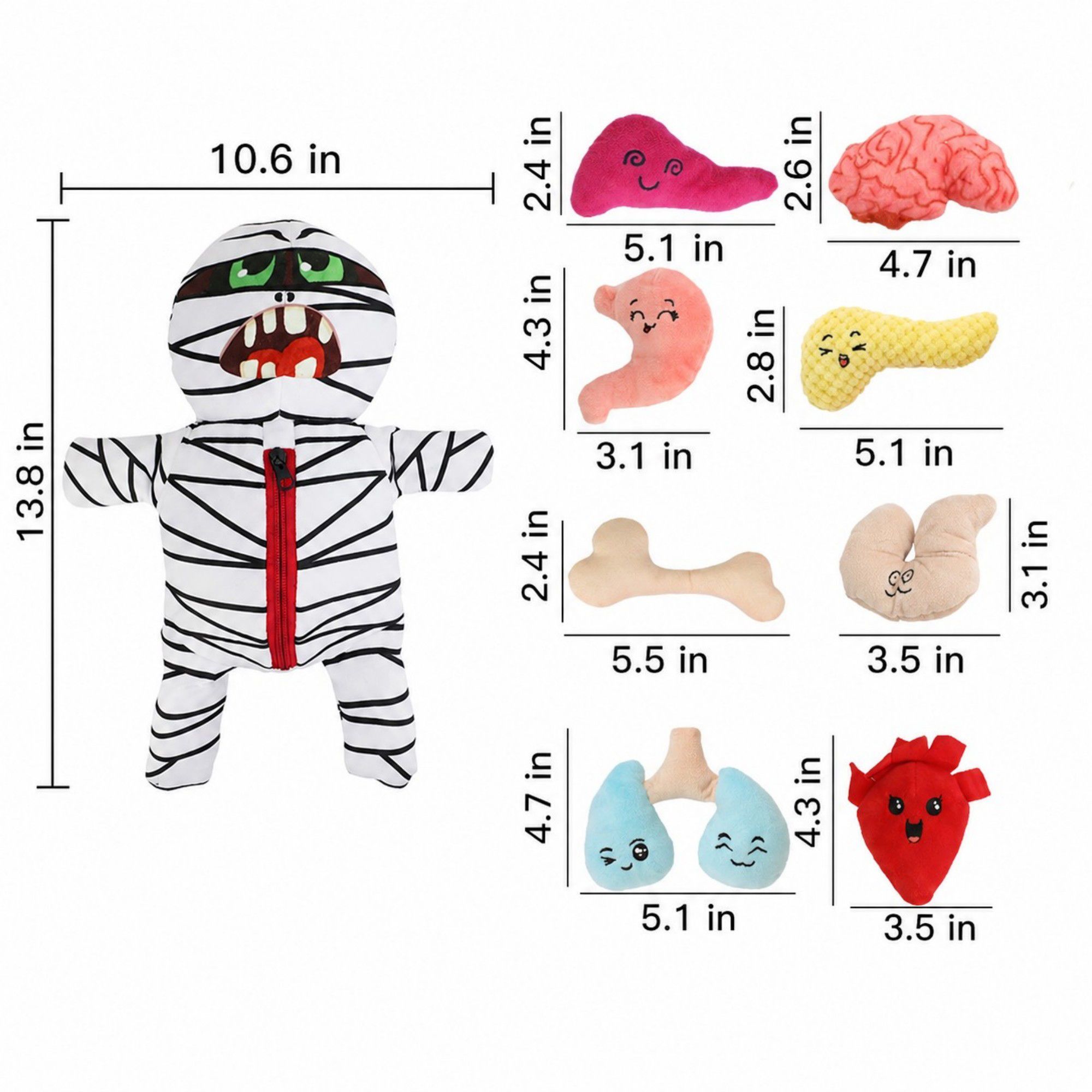 9-in-1 Interactive Mummy Dog Puzzle Toy with Squeaker and Crinkle Plush Pieces