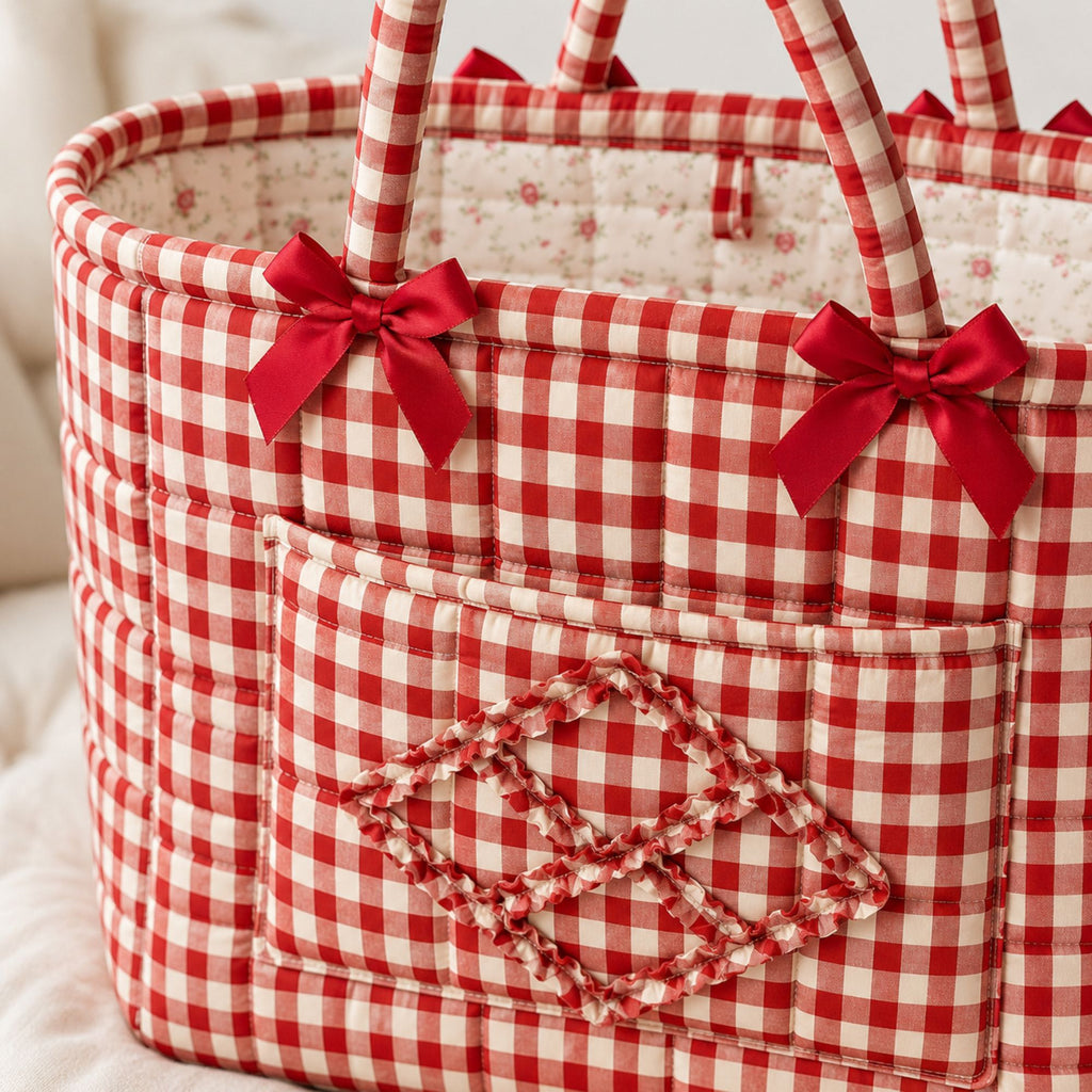 Large Quilted Storage Caddy Organizer Tote with Handles