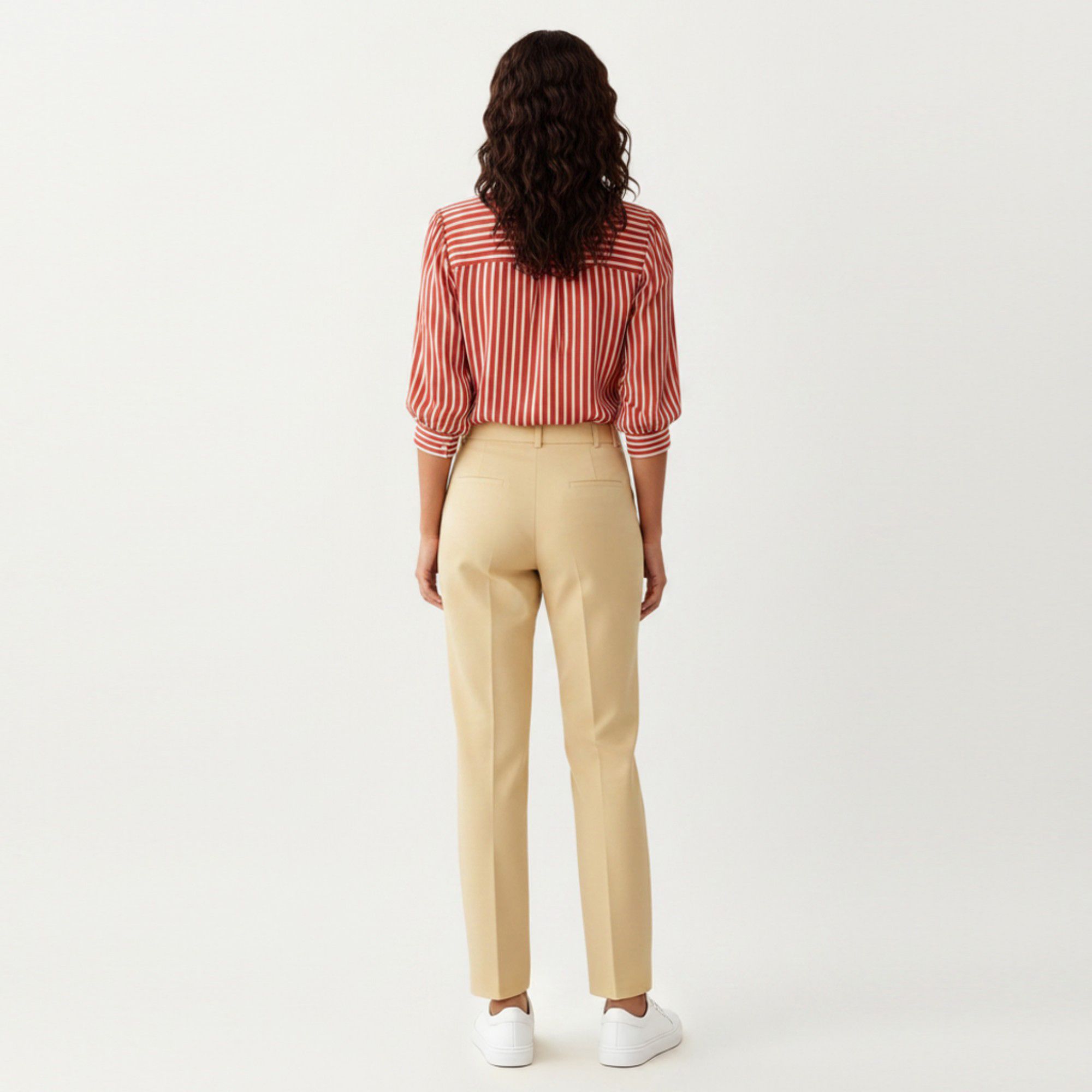 Anna-Kaci Women's Striped Button Down Blouse with Collared Neckline and Puff Sleeves