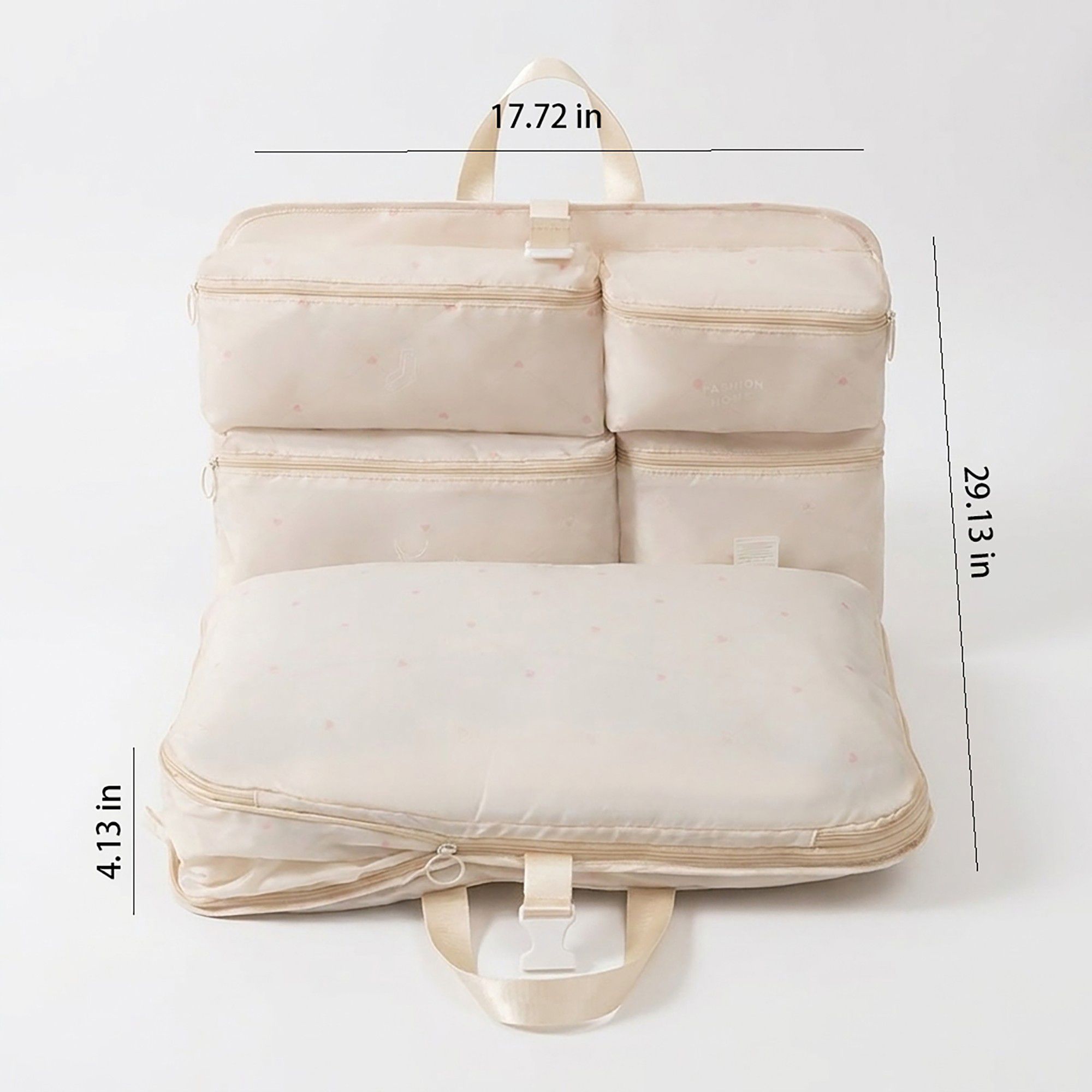 Travel Underwear Organizer Bag with Foldable Compartments and Zipper Pockets
