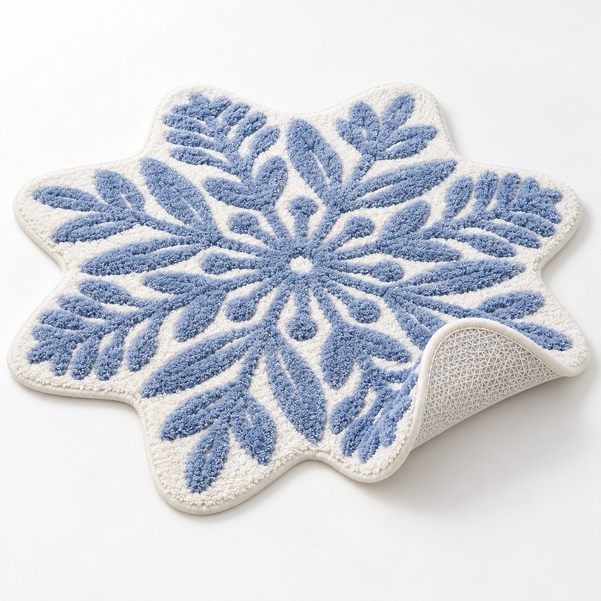 Christmas Snowflake and Wreath Tufted Bath Rug with Nonslip Backing 23.6 in
