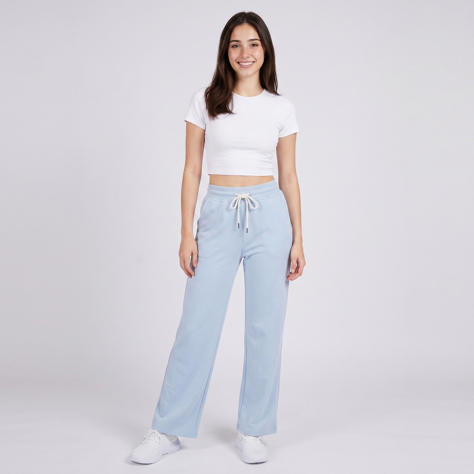 Anna-Kaci Active Womens High Waist Drawstring Wide Leg Pants with Elastic Waistband Soft Knit and Relaxed Straight Fit
