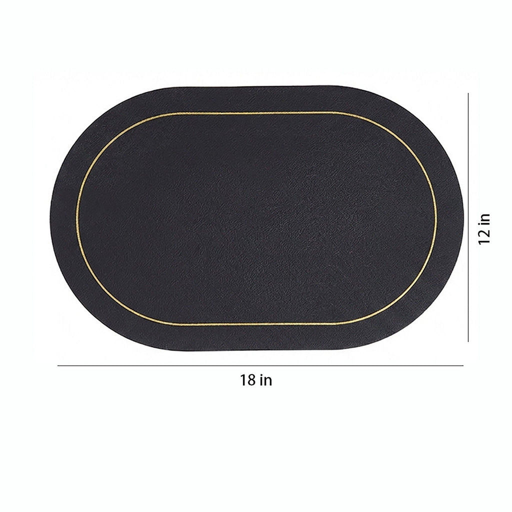 6 Piece Oval Faux Leather Placemat Set Waterproof Heat Resistant Table Mats