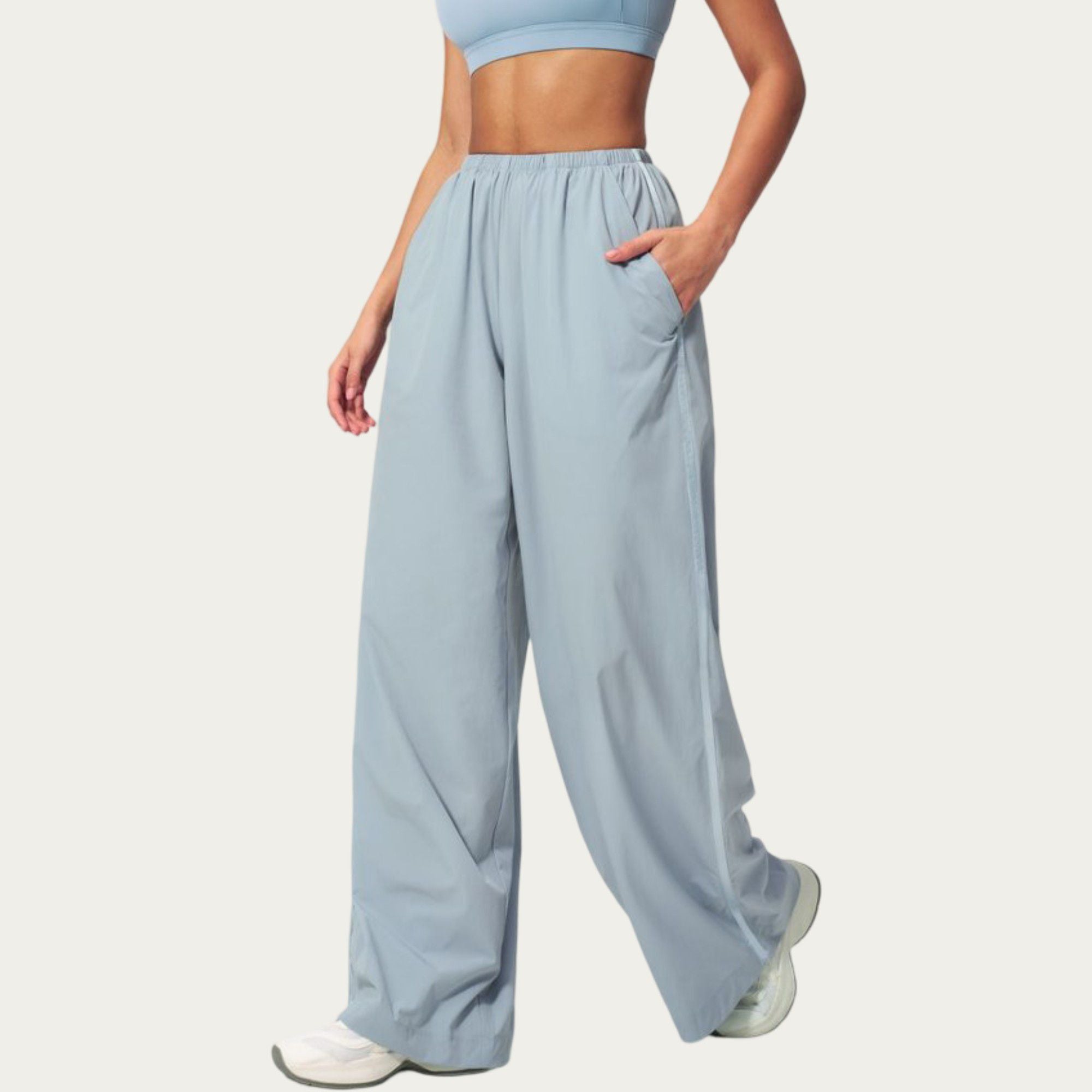 Anna-Kaci Active Women's Wide Leg Lounge Pants with Elastic Waistband and Relaxed Draped Fit
