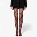 Anna-Kaci Women's Sheer Floral Pattern Tights with Bold Rose Motif and Stretch Mesh Design
