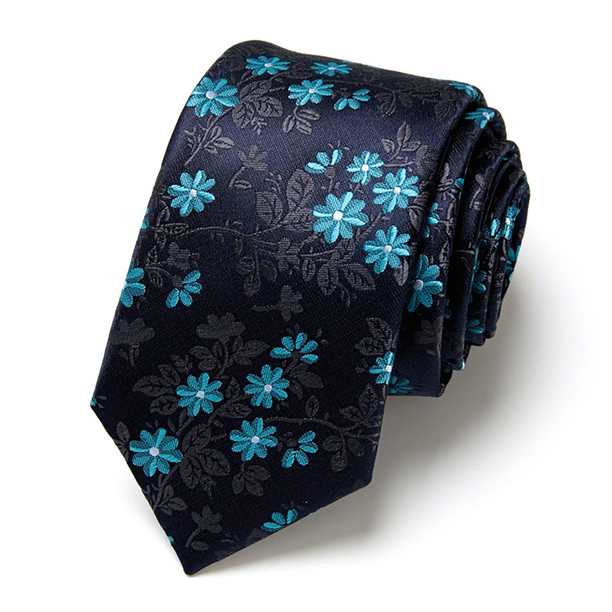 Alilang Men's Floral Print Tie with Woven Botanical Pattern and Classic Tapered Design