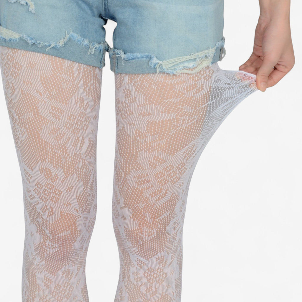 Anna-Kaci Women's 2-Pair Floral Lace Pattern Sheer Tights with Stretch Fit Suitable Height 5'1-5'8