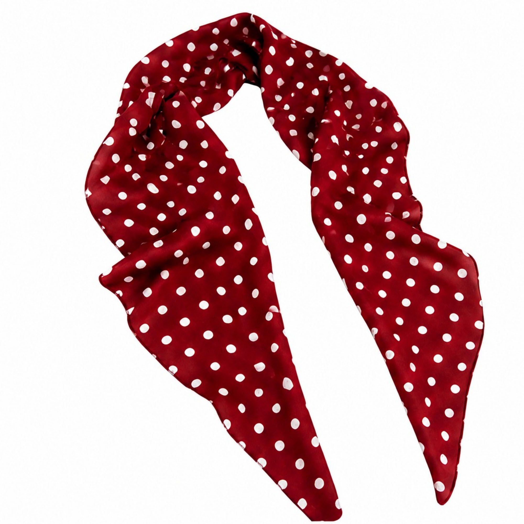Polka Dot Skinny Neck Scarf with Pointed Ends