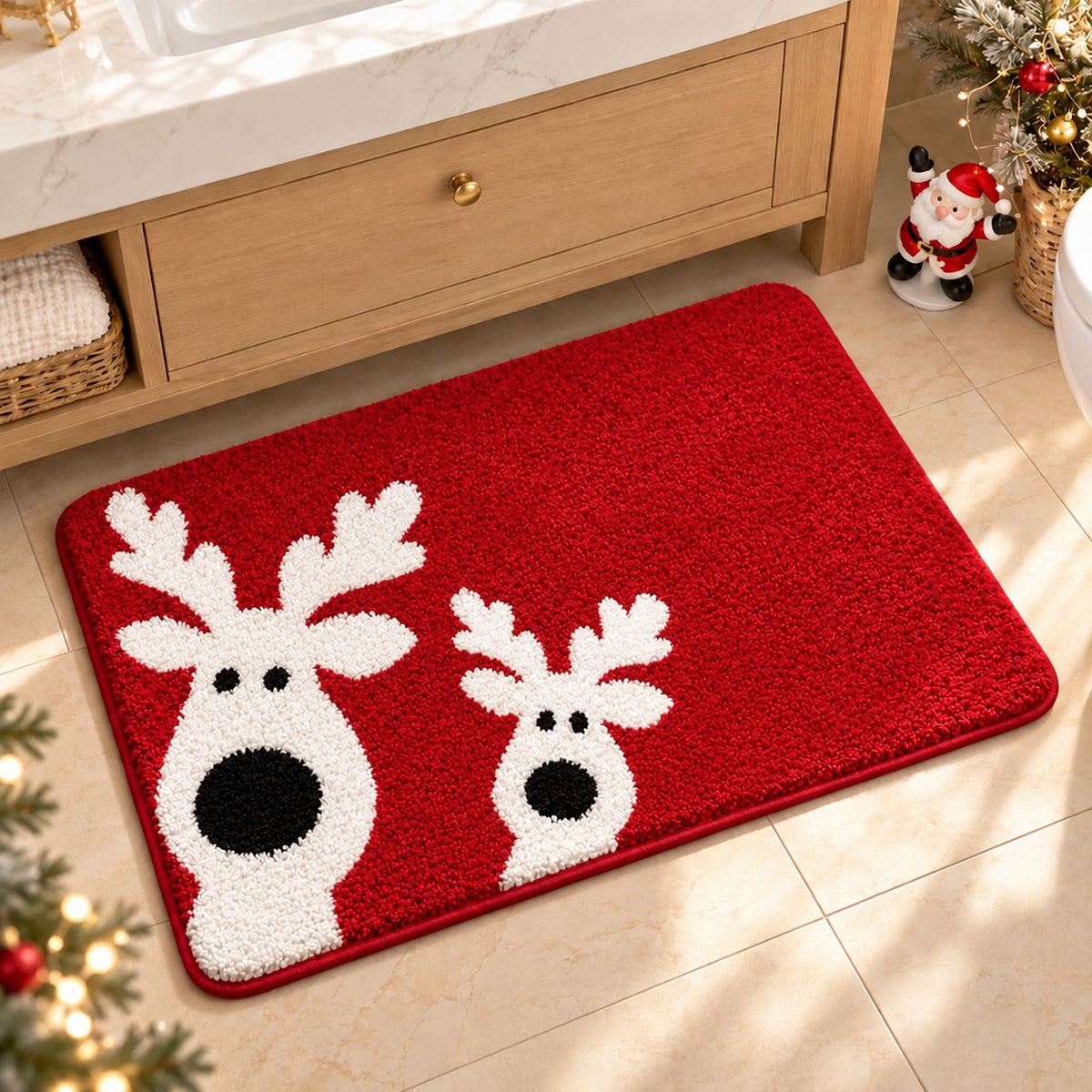 Christmas Pattern Tufted Bath Rug with Nonslip Backing 15.7 x 23.6 in