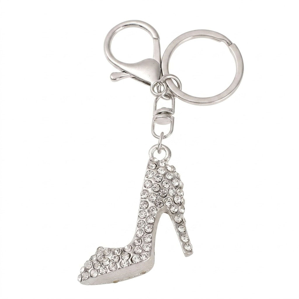 2pc High Heel Rhinestone Keychain Bag Charm with Lobster Clasp and Key Ring