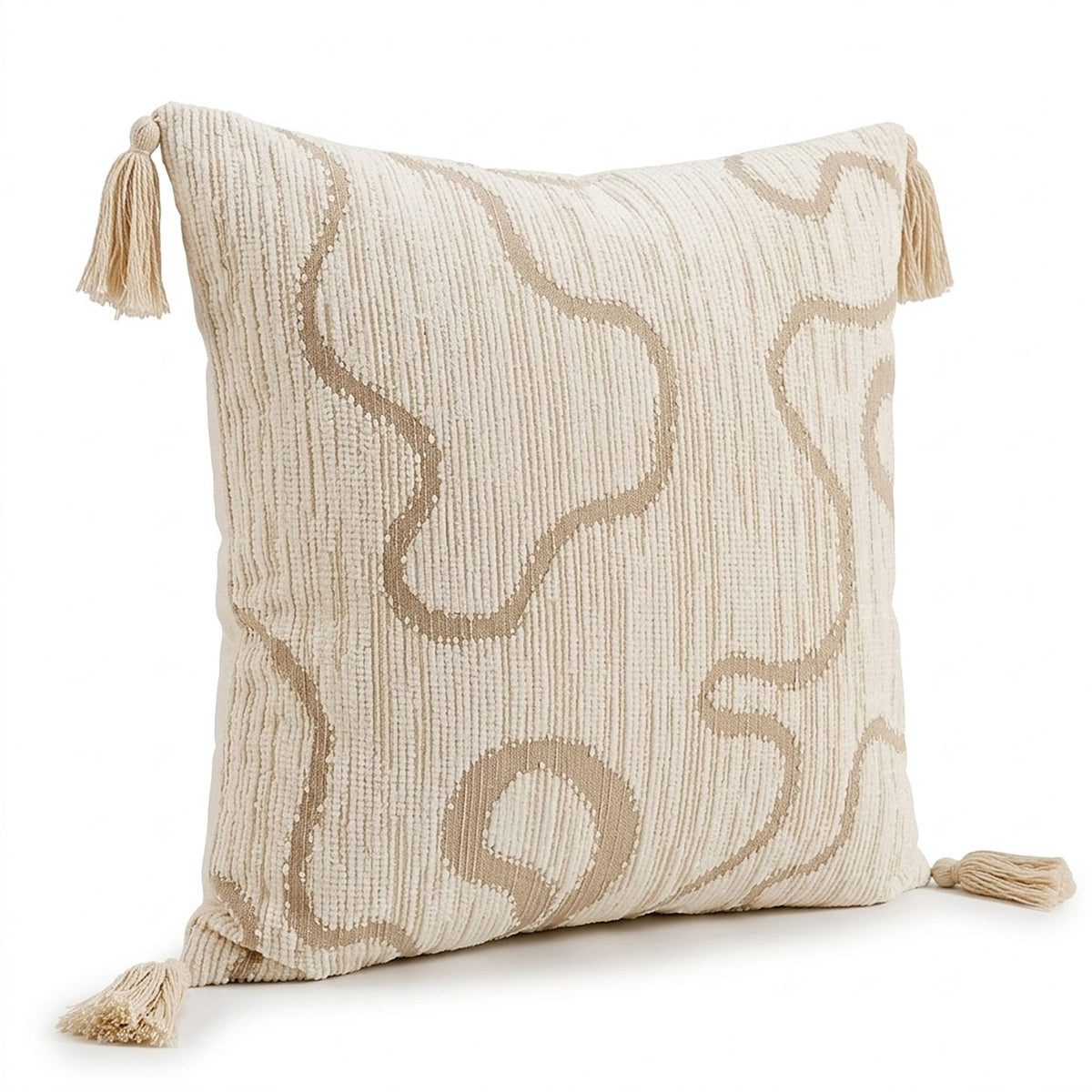 Boho Neutral Textured Accent Throw Pillow Cover