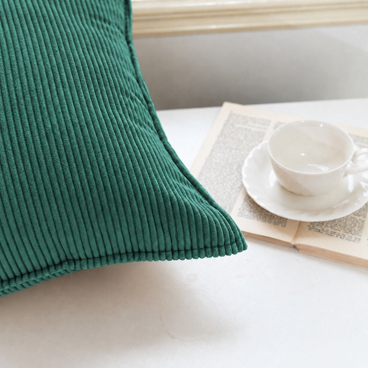 2 Pack Soft Ribbed Corduroy Throw Pillow Covers 18 x 18 Inch Solid Color