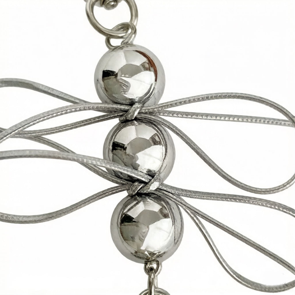 2 Pack Heart Charm Keychain with Bow Accent Bead Detail Clip and Key Ring Bag Accessory