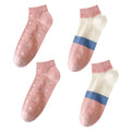 Anna-Kaci 4 pares de calcetines de algodón de corte bajo con malla para mujer, bonitos estampados, transpirables y elásticos para uso diario casual