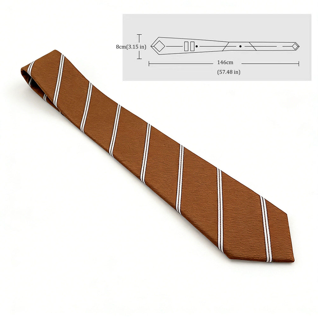 Anna-Kaci Men's Polyester Filament Tie with White Diagonal Stripes - Formal/Casual Necktie for Business, Weddings & Daily Wear