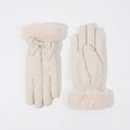 Winter Gloves with Faux Fur Cuffs and Bow Detail 9.8 x 4.7in