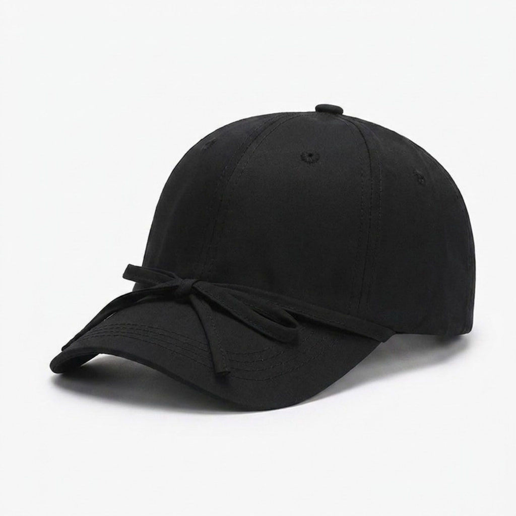 Women's Baseball Cap with Bow Tie Detail Adjustable Strap Casual Hat