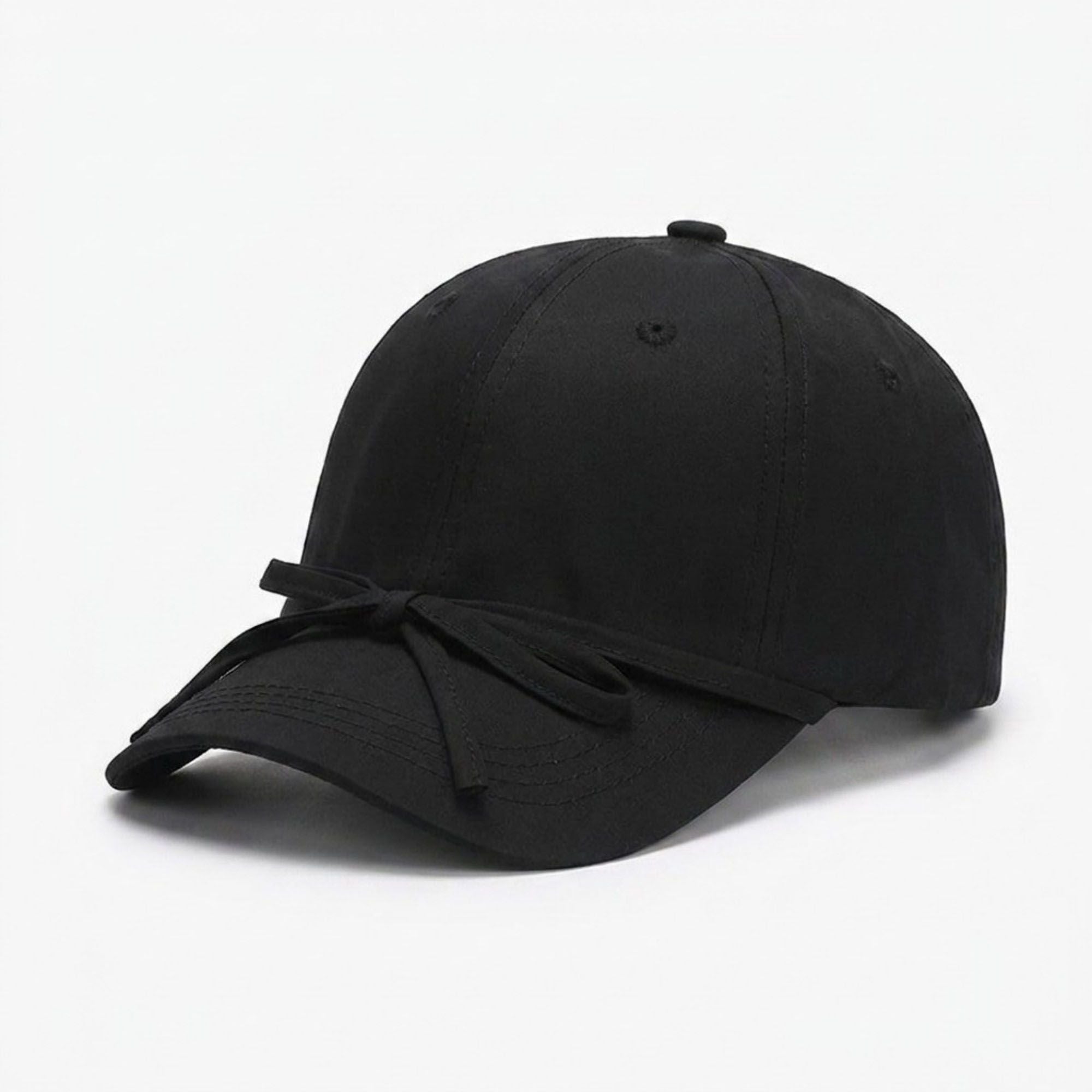 Women's Baseball Cap with Bow Tie Detail Adjustable Strap Casual Hat