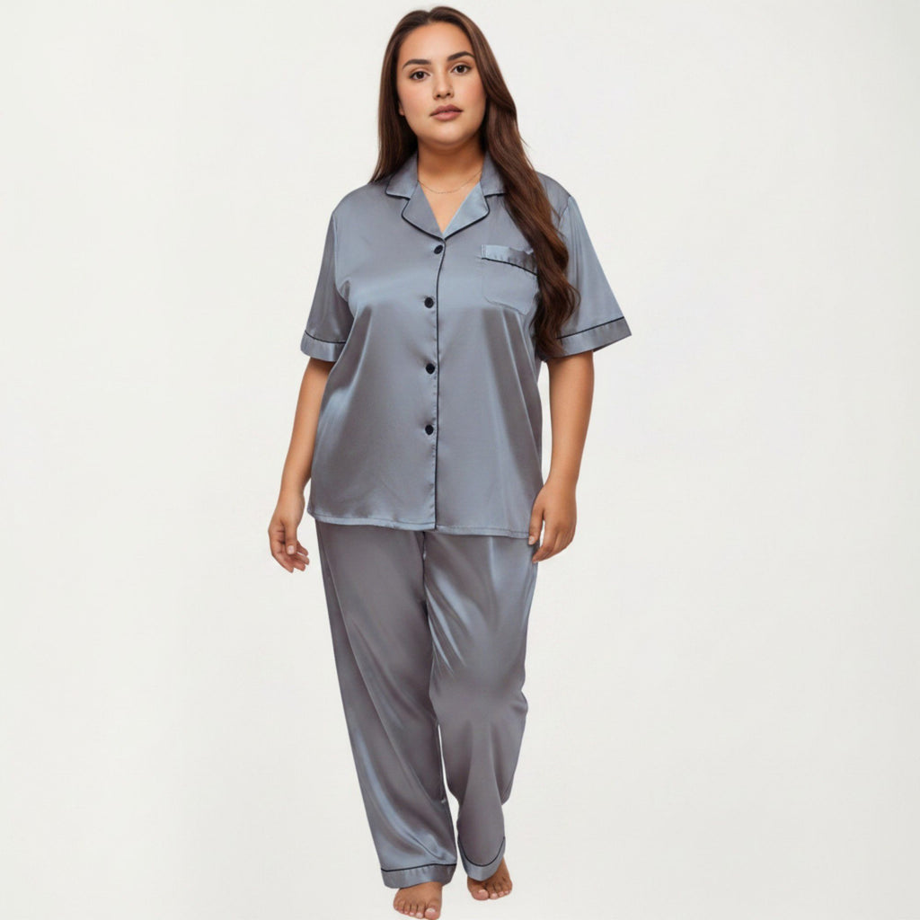 Anna-Kaci Lounge Women's Plus Size 2-Piece Floral Kimono Robe Set with Short Sleeve Open Front Longline Cover Up and Matching Inner Dress