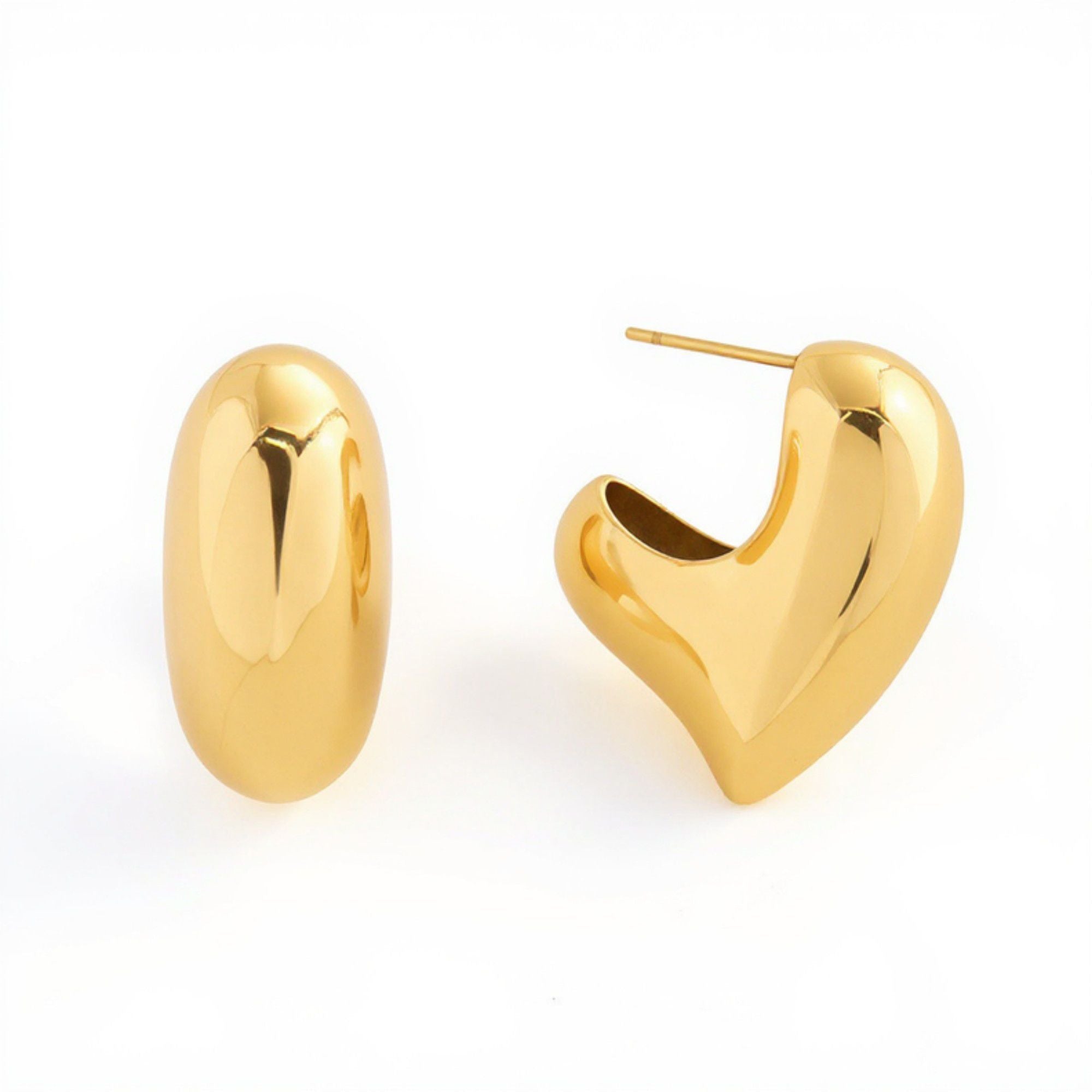 Women's Sculptural Chunky Hoop Earrings with Smooth Curved Silhouette and Bold Modern Shape for a Statement Polished Look