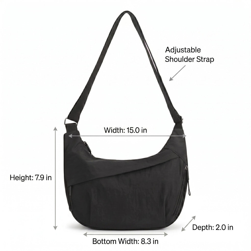 Nylon Crossbody Bag with Adjustable Strap Lightweight Shoulder Sling Bag with Zip Pockets