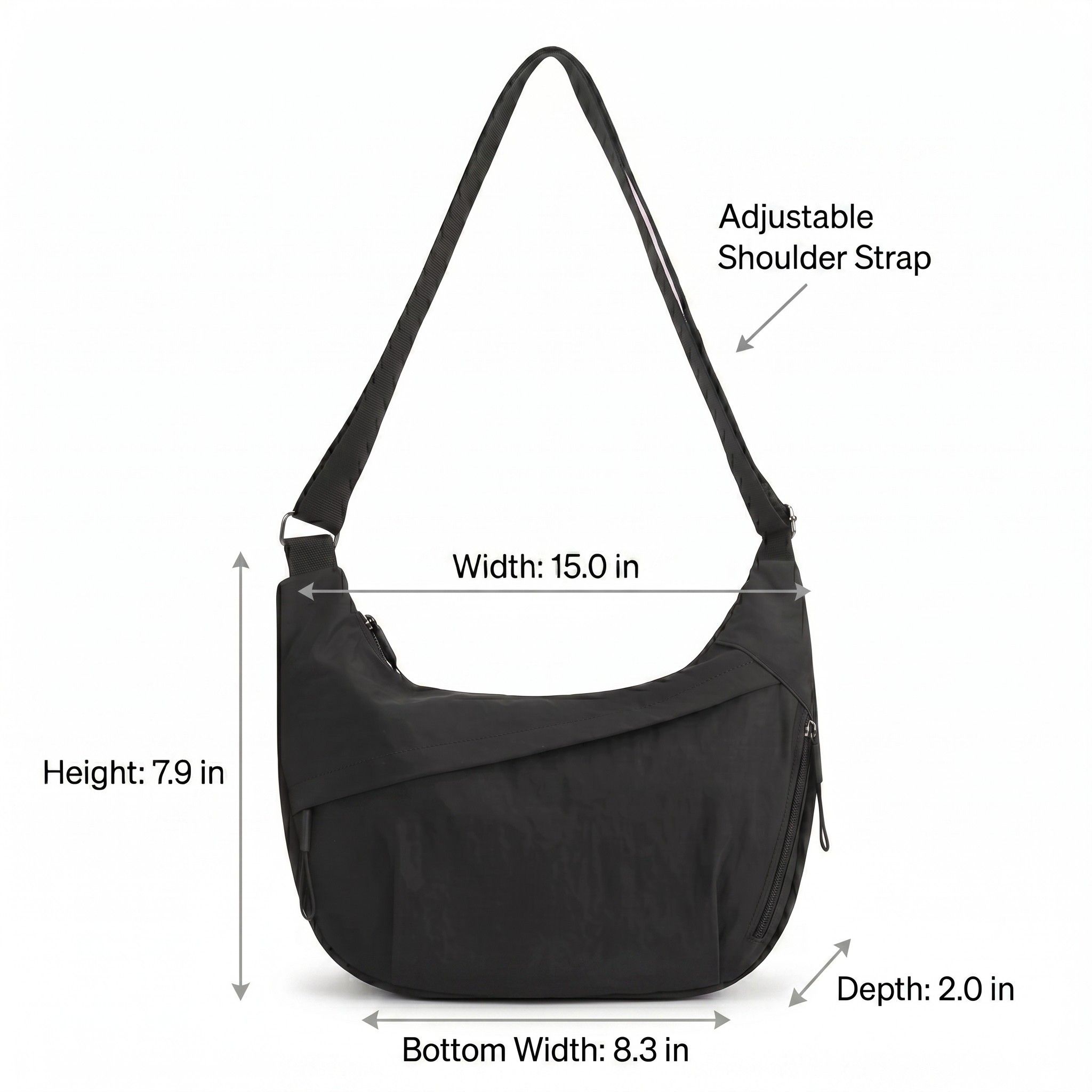 Nylon Crossbody Bag with Adjustable Strap Lightweight Shoulder Sling Bag with Zip Pockets