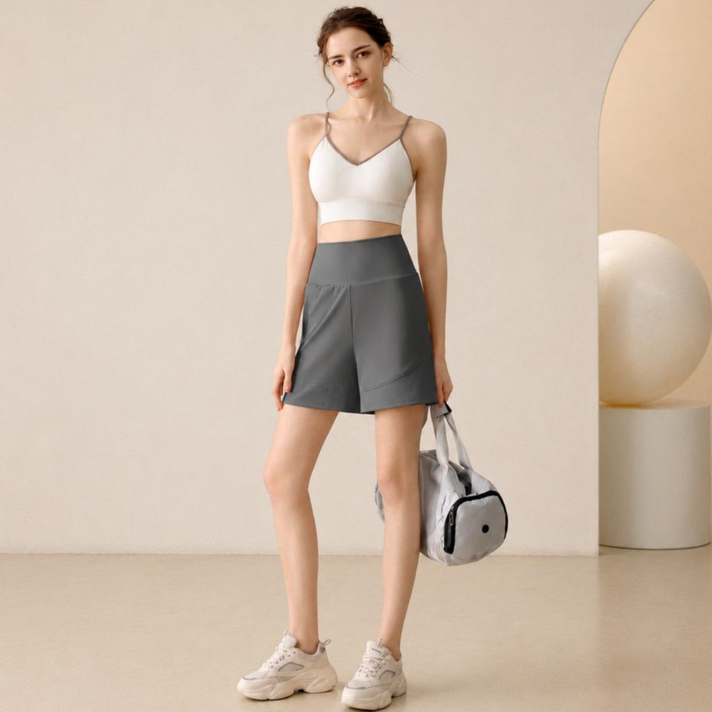 High Rise Athletic Shorts with Side Pockets