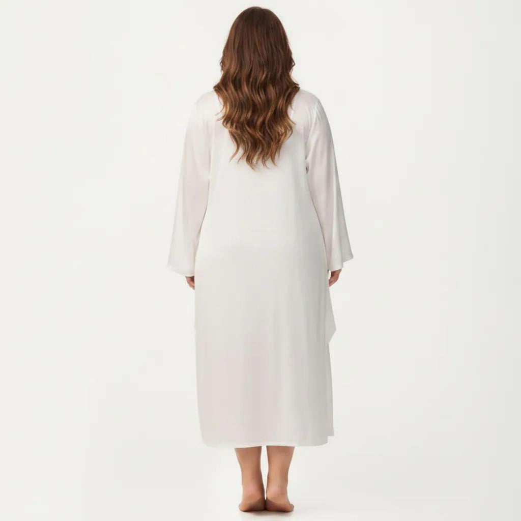 Anna-Kaci Lounge Women's Plus Size 2-Piece Satin Nightgown Set with Long Sleeve Open Front Robe Sleeveless Slip Dress Sleepwear