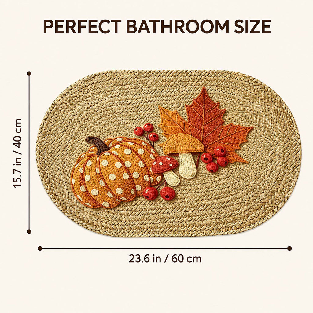 Fall Pumpkin Bath Mat Soft Absorbent Accent Rug 15.7 x 23.6 Inches