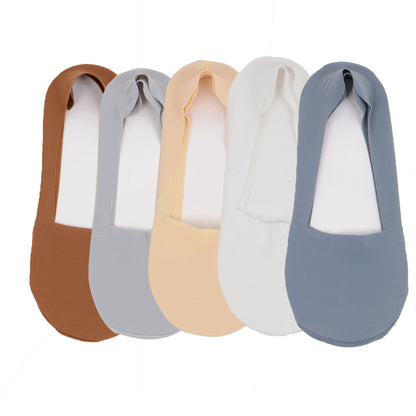 Anna-Kaci 5 Pairs Women Ice Silk Low Cut Liner Socks Deep Cut Design Anti-Slip Cotton Sole Breathable Invisible Socks for Flats