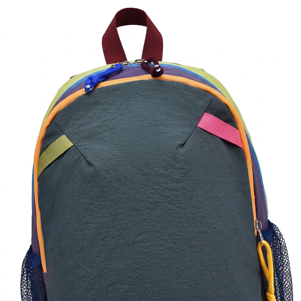 Colorblock Multi-Compartment Backpack with Padded Shoulder Straps and Dual Mesh Side Pockets
