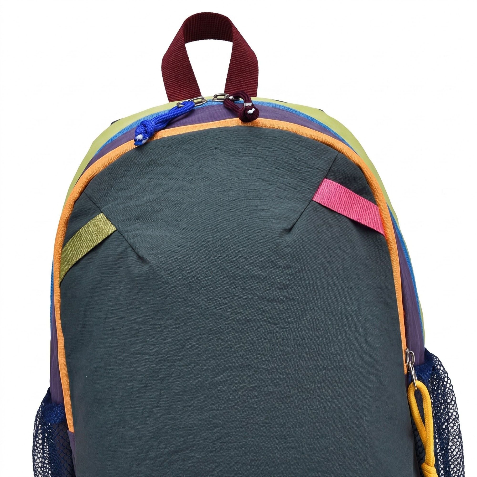 Colorblock Multi-Compartment Backpack with Padded Shoulder Straps and Dual Mesh Side Pockets