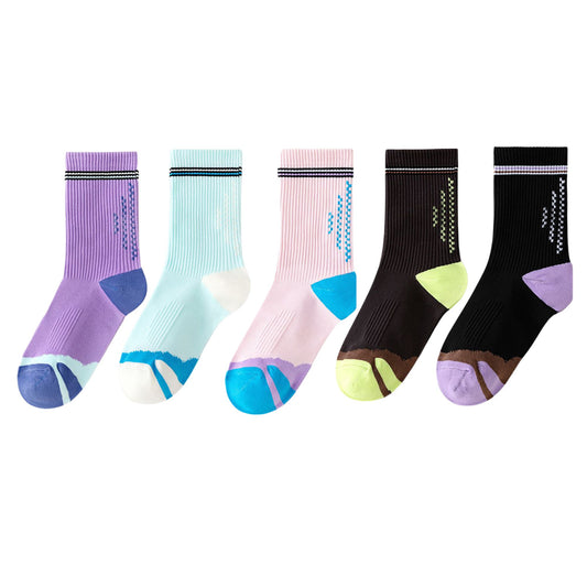 Anna-Kaci 5 Pairs Women's Mid-Crew Sport Socks Cushioned Arch Support Breathable Athletic Fit with Elastic Cuff