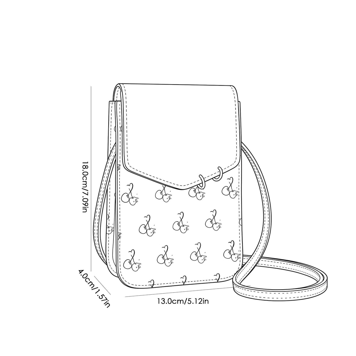 Cherry Print Flap Phone Crossbody Bag