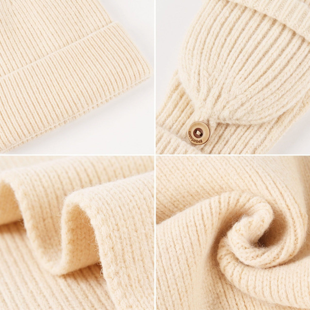 3 Piece Beanie Scarf and Convertible Fingerless Gloves Winter Set