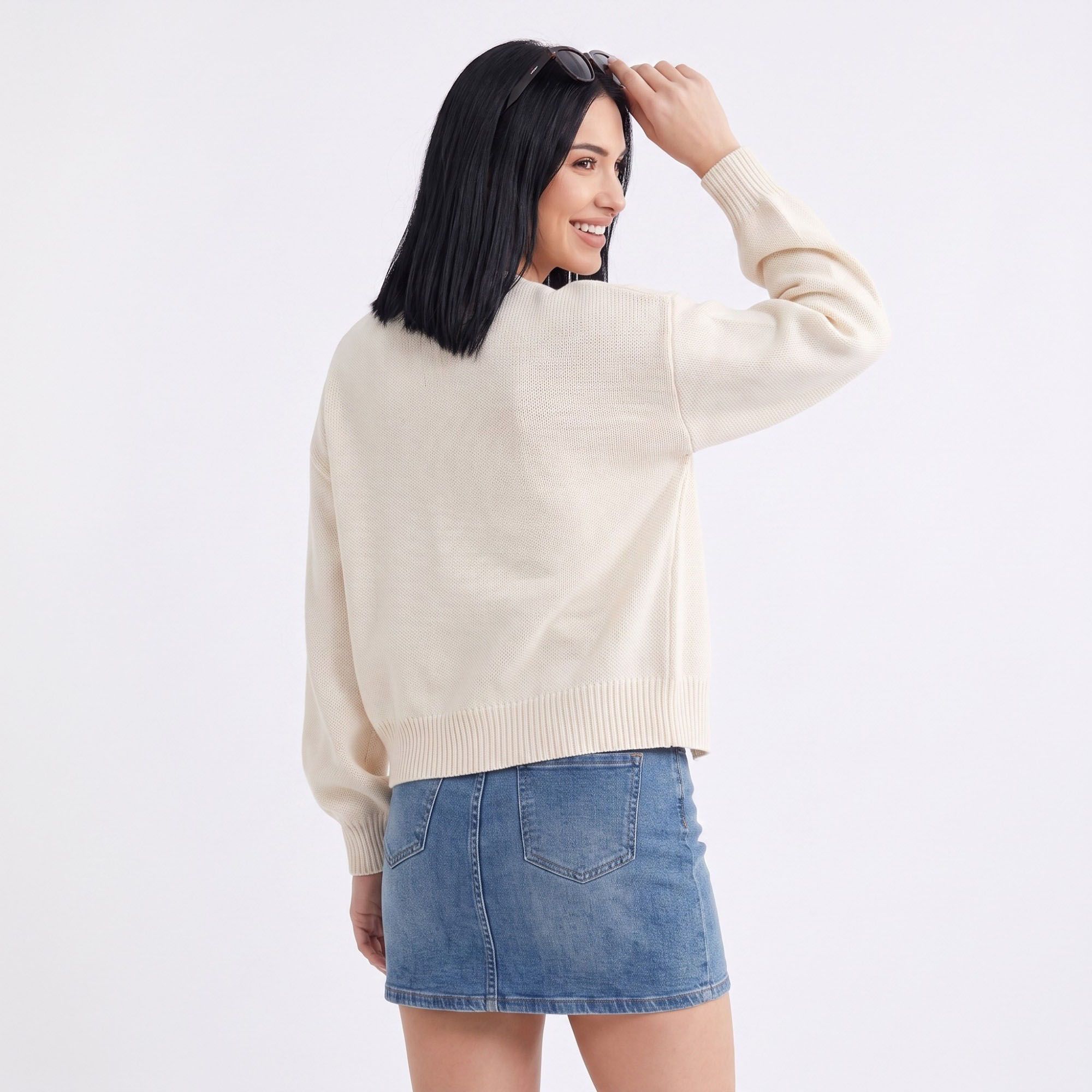 Open-Front Drop Shoulder Long Sleeve Knit Cardigan