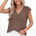 Anna-Kaci Women's V Neck Sweater Vest Sleeveless Textured Knit Pullover Top