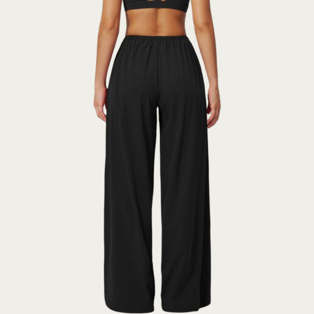 Anna-Kaci Active Women's Wide Leg Lounge Pants with Elastic Waistband and Relaxed Draped Fit