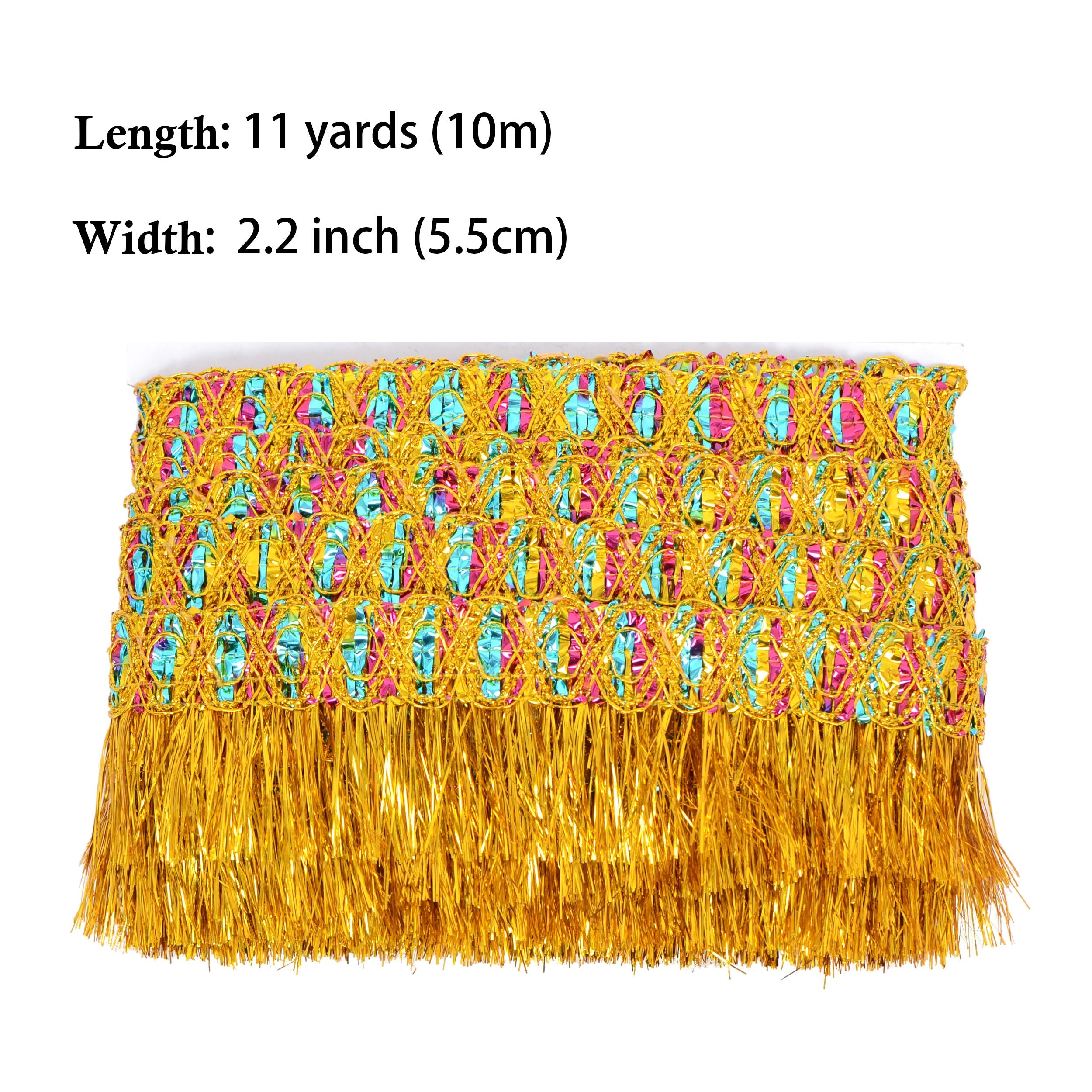 Fringe Tassel Lace Trim, 11 Yards 2.2 inch Wide, Sewing Trim for DIY Craft Garment Curtain Lamp Shade Tablecloth Stage Decoration